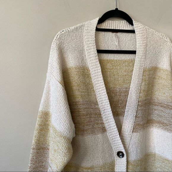 Free People-Stripe Oversized Knit Cardigan (Small) - Picture 4 of 13